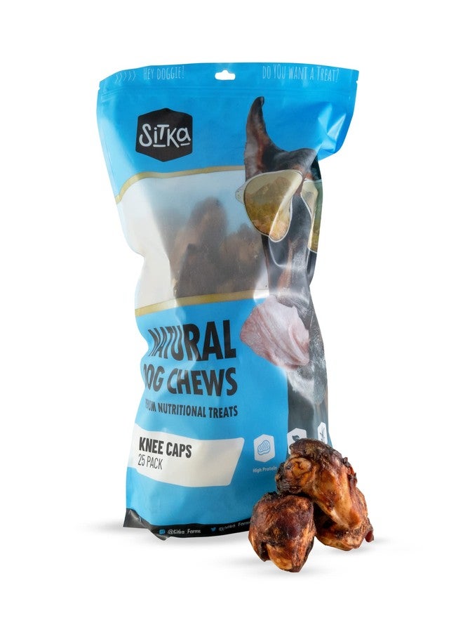 Sitka Farms Beef Knee Caps Smoked Premium Dog Bones - 25 Count - 100% Natural Long Lasting and Meaty Dog Treats Bones for Aggressive Chewers - for Small, Large and Medium Breed Dogs - Image 1